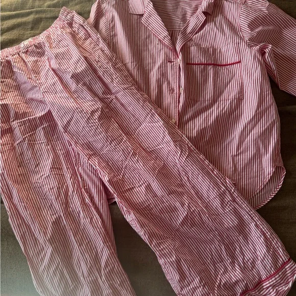 J. Crew Red and White Striped Small Pajama Set - Picture 2 of 4